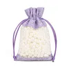 50 Pcs / Lot Bags 10 X14cm/13 X18cm/15 X20cm pouches Organza Drawstring Bag Jewelry Packaging Drop