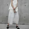 [EAM] 2021 New Spring Autumn High Waist Drawstring White Loose Big Size Loose Wide Leg Pants Women Trousers Fashion Tide JR505 Q0801