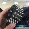 Unique Four Row Cuspidal Spikes Rivet Stud Wide Cuff Leather Punk Gothic Rock Unisex Bangle Bracelet men jewelry S263