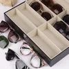 Eyeglass Sunglasses Storage Box With Window Imitation Leather Glasses Display Case Storage Organizer Collector 8 Slot 45 S2