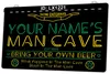 LX1221あなたの名前の男洞窟はあなた自身のビールライトサインを持ってくるデュアルカラー3D彫刻