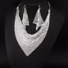 Hint Takı Seti Shining Rhinestone Metal Dilim Önlüğü Gerdanlık Kolye Küpe Parti Düğün Moda Takı Setleri