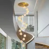 Stair Pendant Lamp Modern Minimalist Living Room Nordic Copper Light Luxury Villa Duplex Spiral Staircase Long Pendants Lamps