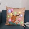 Cushion/Decorative Pillow Christmas LED Light Cushion Cover 45*45cm Cotton Linen Covers Sofa Cushions Cases 0558