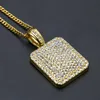 Mens Gold Cuban Link Chain Fashion Hip Hop Jewelry with Full Rhinestone Bling Bling Diamond Dog Tag Iced Out Pendant Necklaces 745 T2