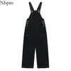 NBPM Spring Women's Clothing Denim Overaller Wide Leg Jeans Woman High Waist Baggy Trousers Black Pants Boyfriend 210529