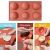 Moldes de silicona de 6 cavidades, moldes redondos para hornear cubitos de hielo de Chocolate, moldes antiadherentes, gelatina, pudín, Cupcake, bandeja para mousse