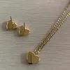 2021 Hoge Gepolijst Trendy Ontwerp Vrouwen Oorbellen Ketting Roestvrij Staal Goud Zilver Rose Kleuren Sets Hart Liefde Hanger Mode-sieraden Groothandel