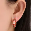 Beautiful Flowers Design Pattern Charm Gilding Basic Hoop Colorful Big Round Hard Earrings 9 Colors Optional Wholesale