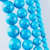 Wojiaer Natural Gemstone Blue Turquoise Bead 15,5 дюйма круглая шарика свободные проставки для бусинок для ювелирных изделий для выводов Diy браслет колье By916