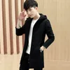 Spring and Autumn coat male medium and long Korean version trend new casual jacket men's windbreaker in the long hooded top X0621