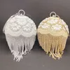 Nxy Handbag Dg Peaflow Round Circular Gold Diamond Tassel Bridal Women Evening Party Crystal Clutch Bag Wedding Wristlets Purse 0214