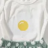 Sommar Baby Boys Girl 2-PCs Sets Cartoon Egg Vest + Elastisk Midja Polka Dot Shorts Sport Style Born Kläder E6002 210610