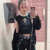 Ins Komik Robot Baskı Kırpma Üst Tshirt Kadınlar Chic Yaz Tops Tees Streetwear Harajuku Kızlar Punk Hip Hop Parti T Gömlek Femme 210306