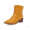 Wholesale-laarzen Dames Herfst en Winter The Fashion Color Matching Punted Mid Hak Short Tube Shoes Plus Size 34-40