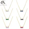 CANNER Colorful Zircon Necklace Sterling 925 Silver Women Chains Choker 2021 New Trendy Charms Pendant Women Female Jewelry Q0531