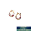 Boucles d'oreilles coréennes avec nœud papillon pour femmes, bijoux colorés en Zircon, boucles d'oreilles Vintage à fleurs délicates, cadeau, prix d'usine, conception experte