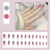 Falska naglar 24pcs Ballerina Svartvitt Långt franskt avtagbart kista Fake Full Cover Nail Tips Tryck på