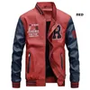Men Baseball Jacket Embroidered Leather Pu Coats Slim Fit College Fleece Luxury Pilot s Men's Stand Collar Top Coat 210811