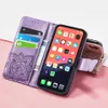 Emboss Бабочка Цветок PU Кожаный кошелек Флип Стенд Телефон Чехлы для iPhone 13 12 11 Pro Max Mini XR XS X 8 7 6 Plus Samsung A22 A32 A51 A71 A33 A53 S21 S20
