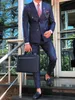 Мужская 2-х ступенчатая полосатая свадьба Groom Tuxedo Business Slim Suit Gook Blazer + штаны х0909