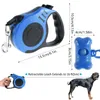 Dog Collar Leashes 5m Hundar Leash Automatisk Retractable Roulette Collar med vikbar skålsäckväska som går löpande tillbehör