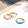 Pierłdy ślubne proste cukierki kolor cz cyrkon otwarty dla kobiet złoty metalowy kryształowy regulowany układ palec urok zaręczynowy biżuteria