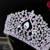 Fermagli per capelli Barrettes Barocco Lusso AB Colore Cristallo Cuore Diademi nuziali Grande corona Strass Pageant Diadema Sposa Fascia per capelli Accesso al matrimonio