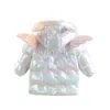 Chaqueta de algodón para niños Abrigo de plumón lindo colorido unicornio sombrero luz niña al aire libre ropa cálida bebé invierno 211203