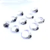 Wholesale 100pcs/box Women's Finger Rings Vintage Black Glass Crystal Antique Silver Plated Retro Style Jewelry Ring Party Gifts with a Box