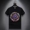 T-shirts van heren 2022 NIEUWE Heren Korte Mouw Tees Hot Rhinestone Large Katoen Elastische Losse Mode Luxe Casual T-shirt Mens Kleding Zwart Wit S-5XL