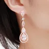 Top Grade Elegant Lång Dangle Örhängen Smycken 18 Stil Vattendroppe Blommor Vit Grön AAA Cubic Zirconia Koppar 18K Guld Silver Örhängen för Kvinnor Brud Bröllopsgåva