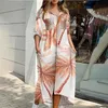 Femmes Élégant Camouflage Imprimer Chemise À Paillettes Maxi Robe Printemps Sexy Col Rabattu Robe De Soirée À Manches Longues Robes Poches 210709