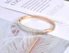 Jeemango Étincelant Plein Argile Cristal Bracelets En Acier Inoxydable Bracelets pour Femmes Filles Or Rose Manchette Bracelet Bijoux Jb19065 Q0717
