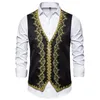 Gilet pour hommes Européen Gold incrusté de robe Studio Studio de tissu de gilet noir et blanc