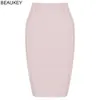 BEAUKEY Fashion Sexy Pencil Bandage Skirt High Waist Horizontal Stripes Skirt XL Nude Black White Party Bodycon Plus Skirt 210309