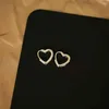 ANENJERY Simple Cute Sweet Heart Buckle Hoop Fashion for Women Heart-shaped Circle Piercing Earrings Jewelry S-E1312