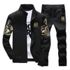 Printed Tracksuit 2 Pieces Men's Sets Casual Sports Suit Spring Autumn Men Sportswear Zipper Hoodie+Pants Training Suit 211006