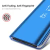 Dünne Flip Cases für iPhone 12 Pro Max Samsung Note 20 8 S20 S9 Plus S10 Telefon Halter Galvanisieren Klare Smart Spiegel Abdeckung