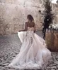 Yaz Bohemian Ülke Tarzı 3D Çiçek Aplikler A-Line Gelinlik Bohemian Gelinler Için Gelinler Robe de Mariée