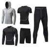 Erkekler 5 ADET Spor Sıkıştırma Spor Takım Elbise Hızlı Kuru Koşu Setleri Giyim Spor Joggers Eğitim Spor Salonu Spor Eşofmanları 201128