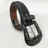 Custom Bling Men Winter Rhintone Riem Diamond Tailleband Studded Digner Black Gliter Rhintone Riem