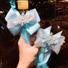 Snowflake Bow Knot Hairpiece Hair Clip Barrettes Blue Cartoon Wig Children Girl Bobby Pin Hairpin Cosplay Princess Fashion Jewelry Will 5966