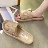2021 kvinnor tofflor mode vävdign utomhus sexig strand platt sandaler solid färg öppen tå sho