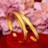 Clouds Carved Luxury Simple Women Cuff Bangle 18k Yellow Gold Filled Fashion Female Jewelry Bracelet