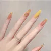 yellow french nails