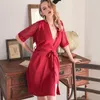 Women's Sleepwear July's Sex 2uds Nightgown Summer Pajamas 2021 Silk Imitation Half Sleeve Fashion Wear