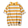 FGKKS män t-tröjor Stripe Print Högkvalitativa Mäns Brand Casual Short Sleeve Top Fashion Harajuku Man T-shirt 210629