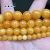 Autres perles rondes en vrac de pierre de Jades d'ambre jaune naturel pour la fabrication de bijoux 6-12mm entretoise bricolage femmes Bracelets accessoires 15"