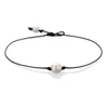 Parel enkele gekweekte zoetwater parels ketting choker voor vrouwen lederen sieraden handgemaakte, zwart, 14 inches